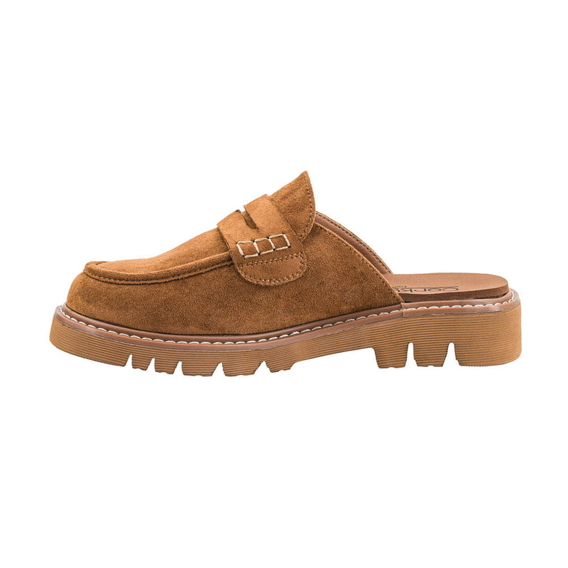 Corkys Footwear Women's Get Lucky Camel Faux Suede Mule