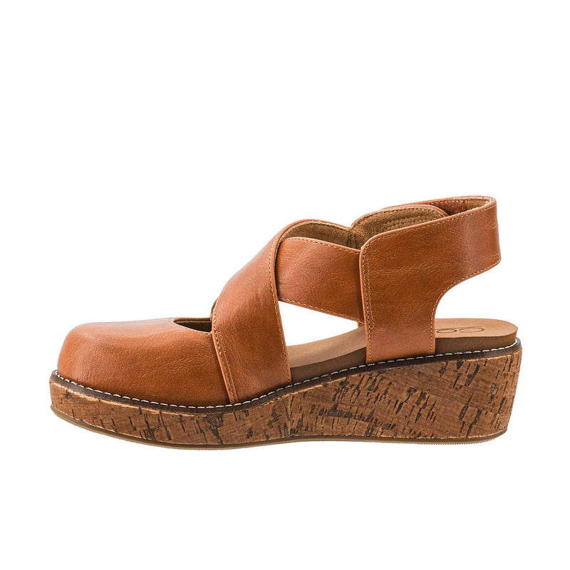 Corkys Footwear Women's Bring It In Cognac Wedge Sandal
