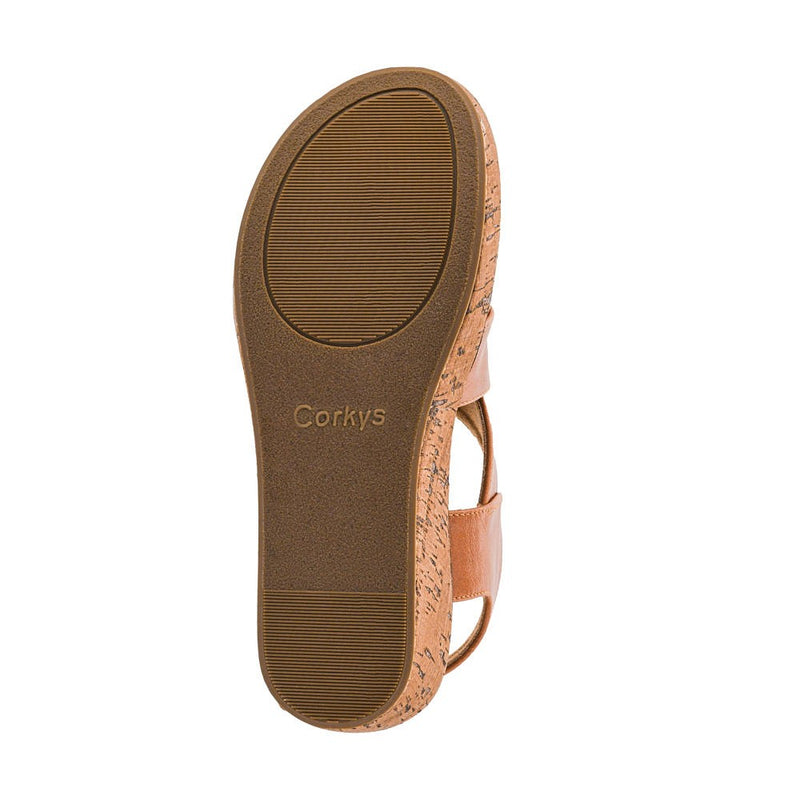 Corkys Footwear Women's Bring It In Cognac Wedge Sandal