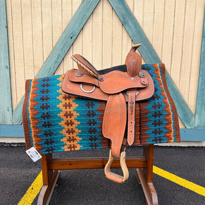 Tough 1 Used 11in Barbed Wire Border Youth Barrel Saddle