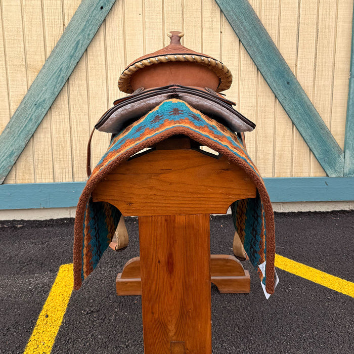 Tough 1 Used 11in Barbed Wire Border Youth Barrel Saddle