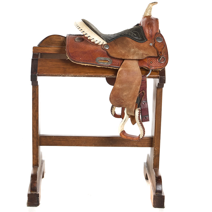 Billy Cook Used 12in Basket Stamp Youth Barrel Saddle