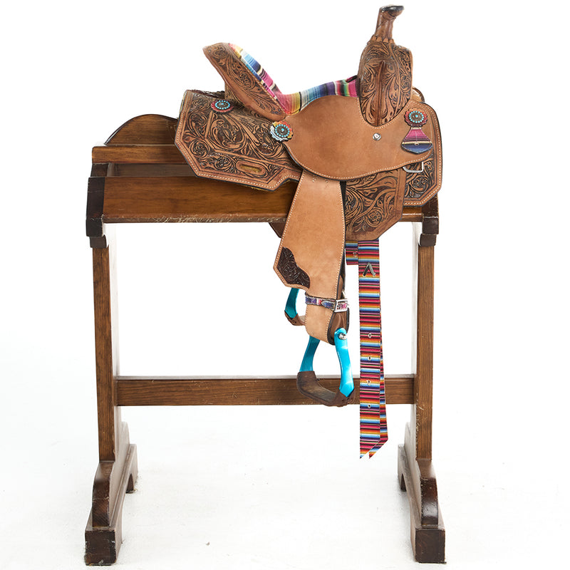 Tough 1 Used 10in Serape Seat Youth Barrel Saddle