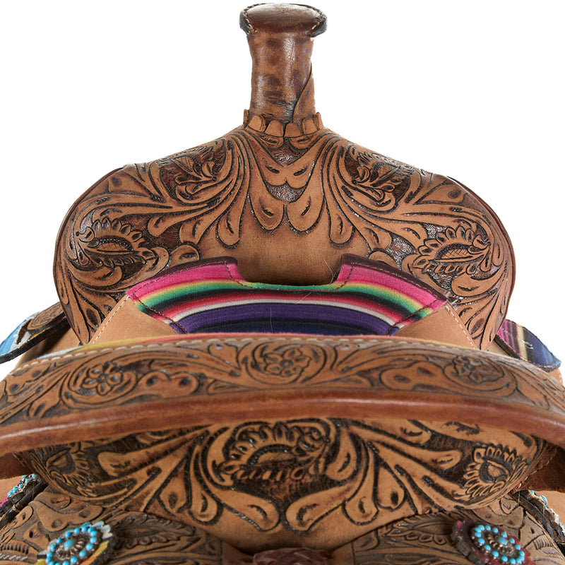 Tough 1 Used 10in Serape Seat Youth Barrel Saddle