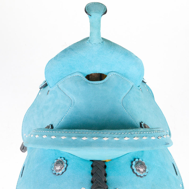 Tough 1 Used 10in Turquoise Suede Youth Barrel Saddle