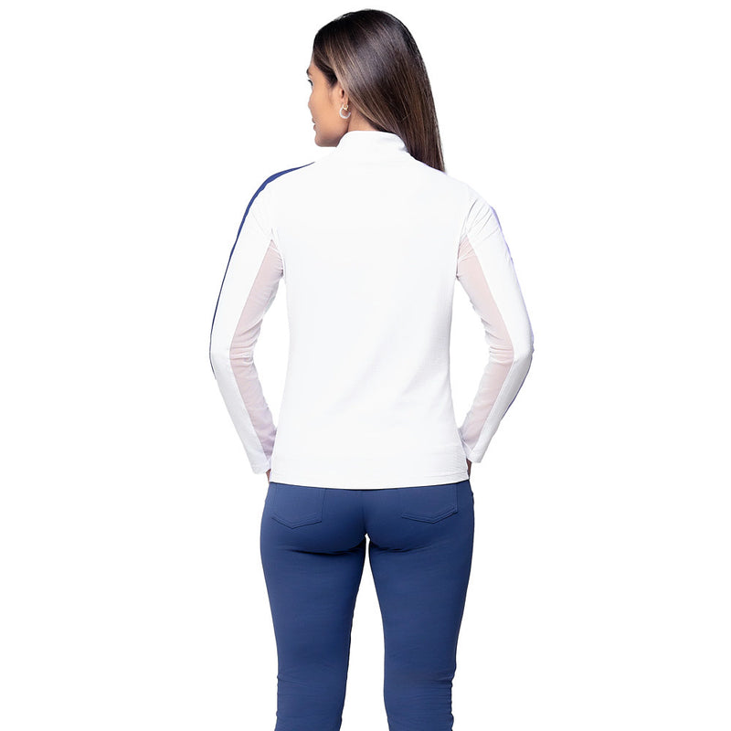 Ibkul Women's Lavender & Navy Long Sleeve 1/4 Zip