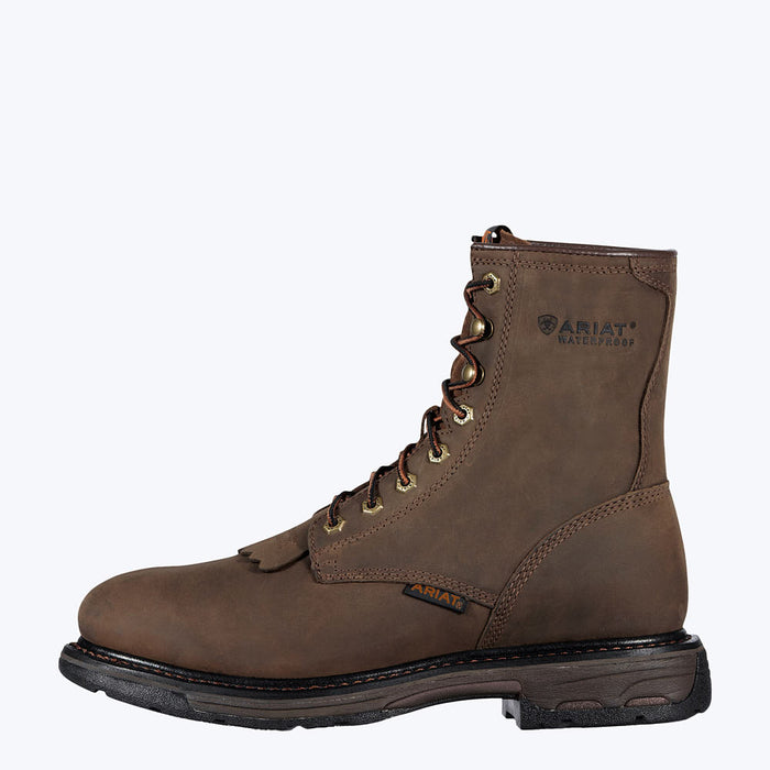 Ariat Men's WorkHog Oily Distressed Brown Waterproof Roper Soft Toe Work Boot