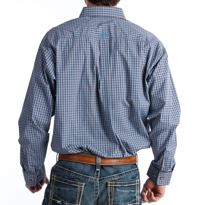 Ariat Men's Chocolate and Blue Plaid Buttondown Shirt