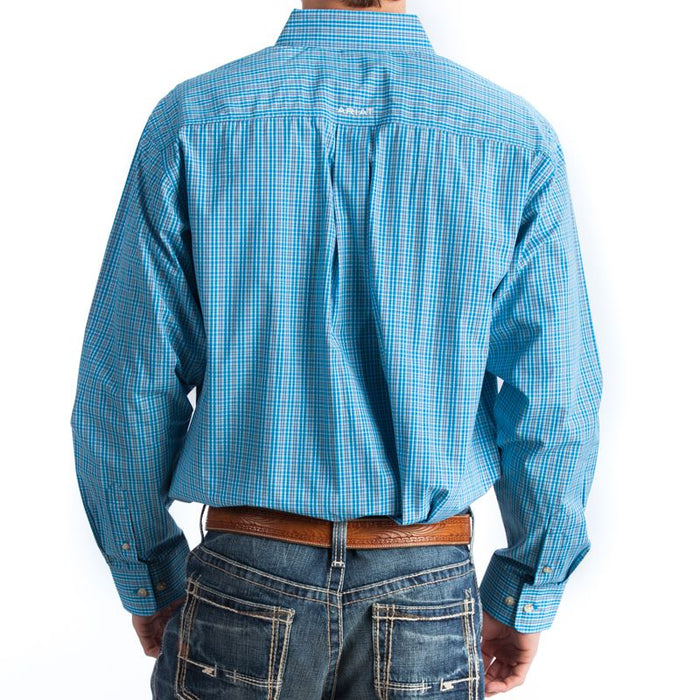 Ariat Men's Turquoise Blue and Chocolate Plaid Buttondown Shirt
