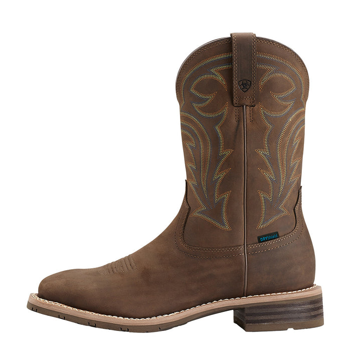 Ariat Men's Hybrid Rancher Oily Distressed Brown Waterproof Square Toe Boot