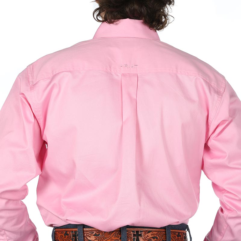 Ariat Men's Solid Twill Buttondown Pink Shirt