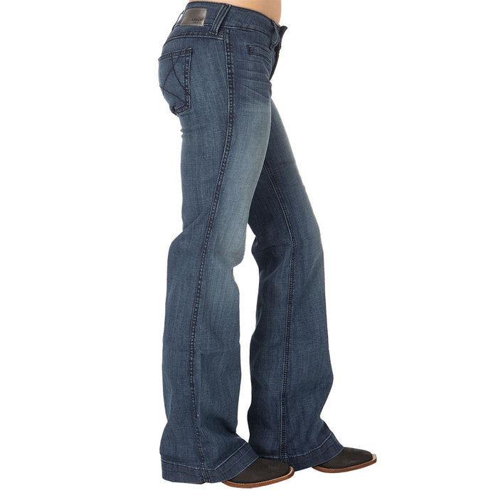 Ariat Womens Mid Rise Stretch Ella Wide Leg Trouser Jean 10018360 — NRS