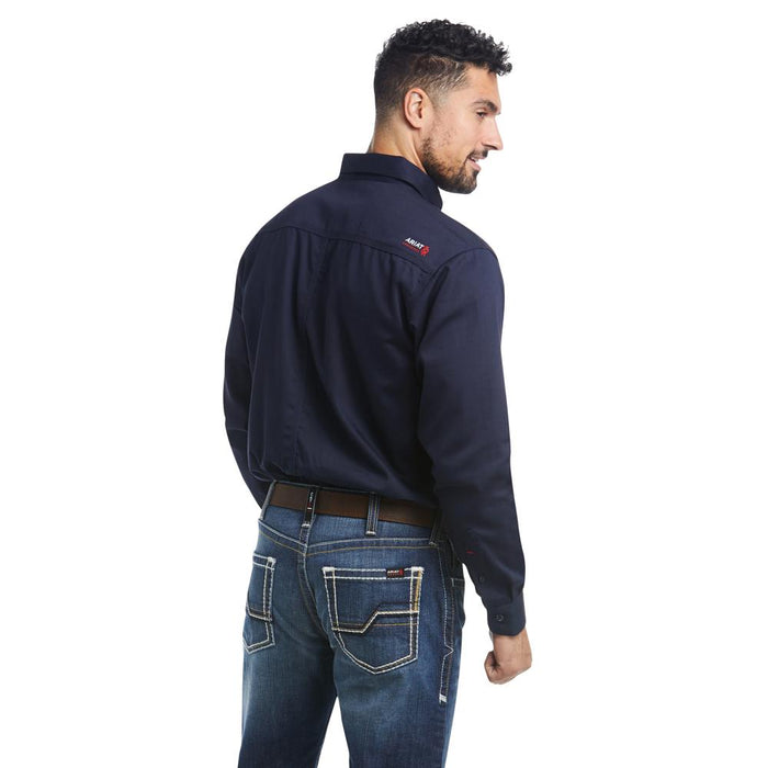 Ariat Men's FR Navy Long Sleeve Button Down Work Shirt