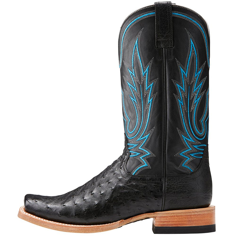 Relentless By Ariat Men's Black Full Quill Ostrich-13in Deputy Top Boots