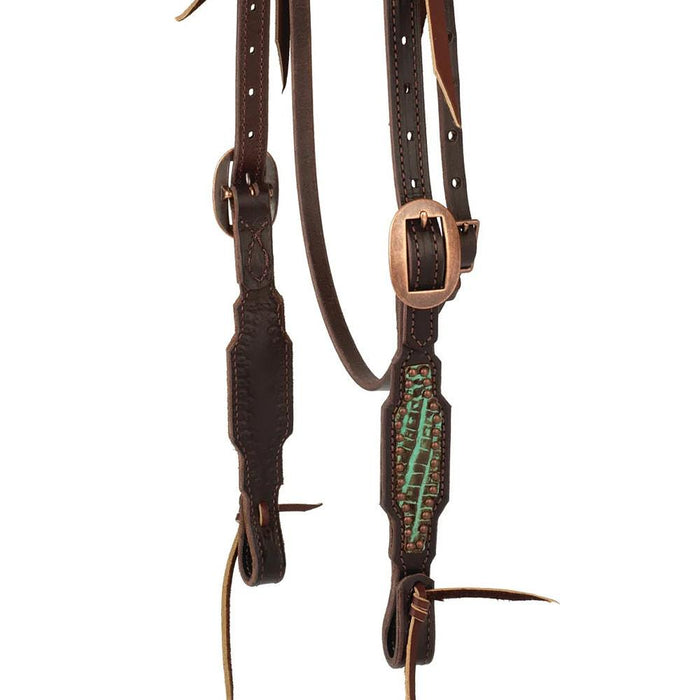 Weaver Leather Turquoise Croc Browband Headstall