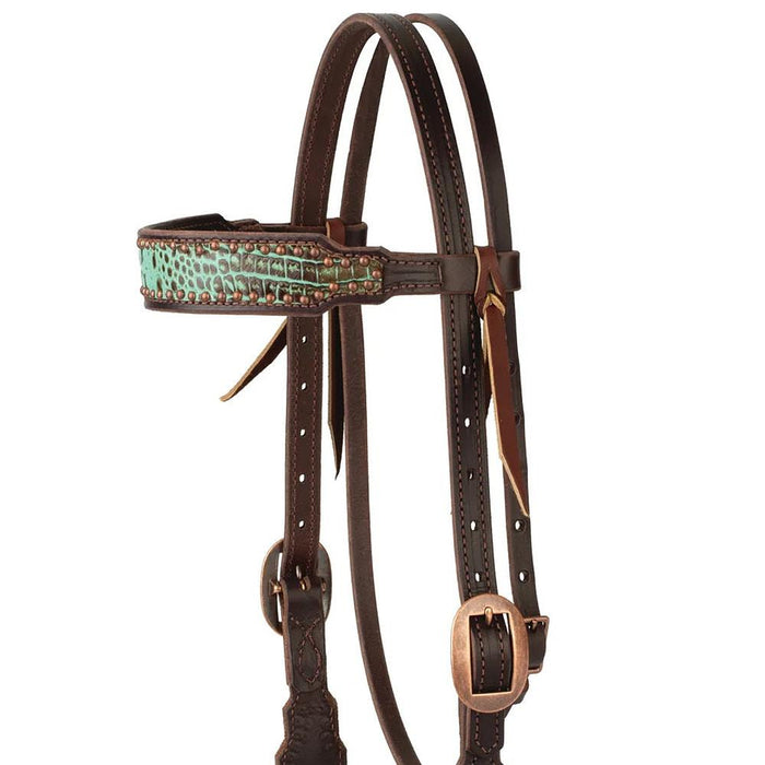 Weaver Leather Turquoise Croc Browband Headstall