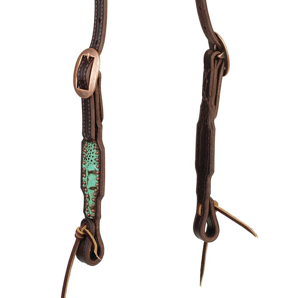 Weaver Leather Turquoise Croc Single Ear Headstall — NRS