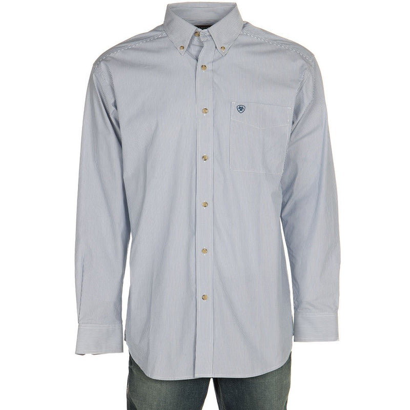 Ariat Men's Arait Dayne Mini Blue Stripe Long Sleeve Shirt