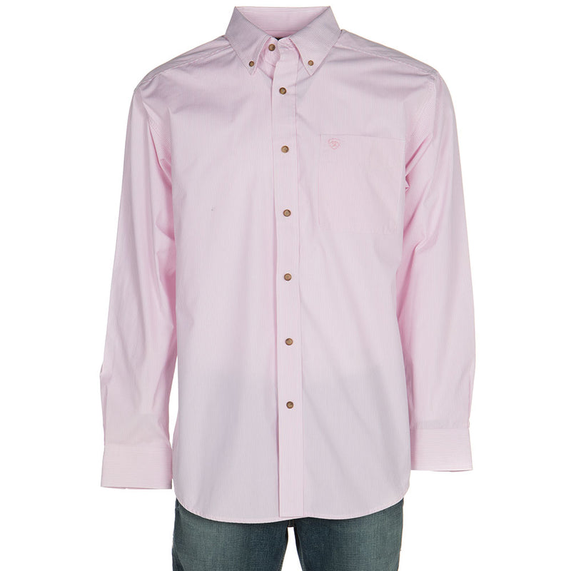 Ariat Men's Dayne Mini Pink Stripe Long Sleeve Shirt