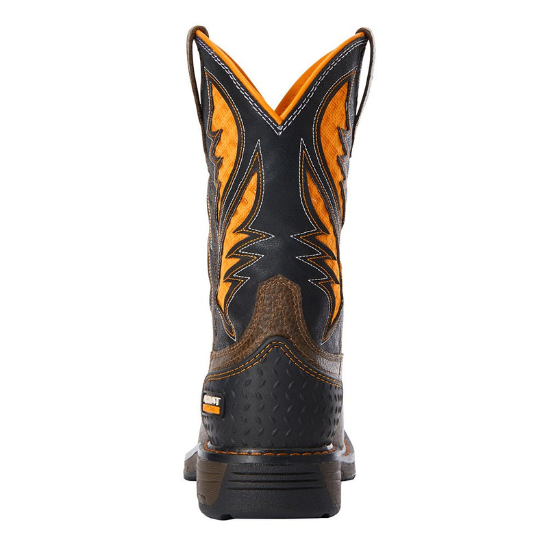 Ariat Kids VentTek Cocoa Brown Work Orange Cowboy Boot
