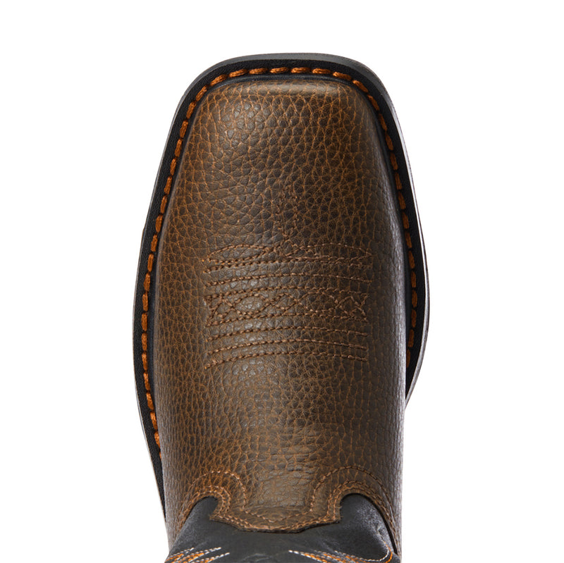 Ariat Kids VentTek Cocoa Brown Work Orange Cowboy Boot