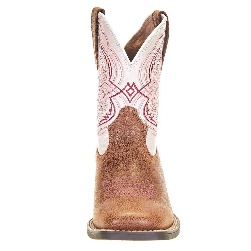 Ariat Youth Tan with Pearlized Double Kicker Adobe Cowboy Boot