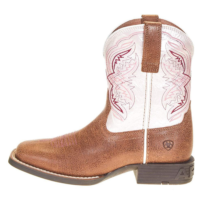 Ariat Youth Tan with Pearlized Double Kicker Adobe Cowboy Boot