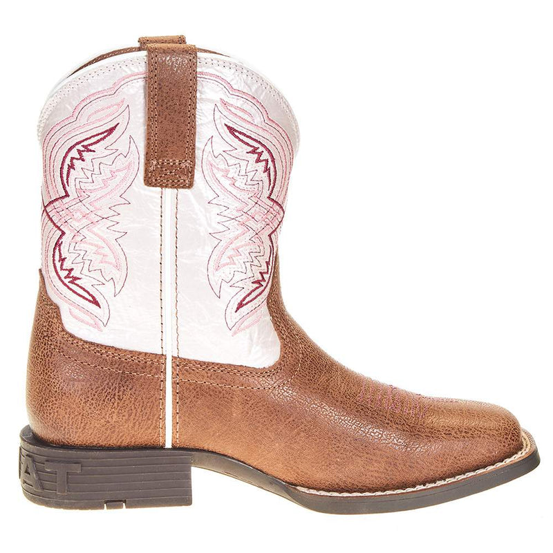 Ariat Youth Tan with Pearlized Double Kicker Adobe Cowboy Boot