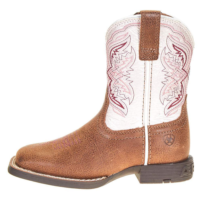 Ariat Childrens Tan and Pearlized Double Kicker Adobe Cowboy Boot