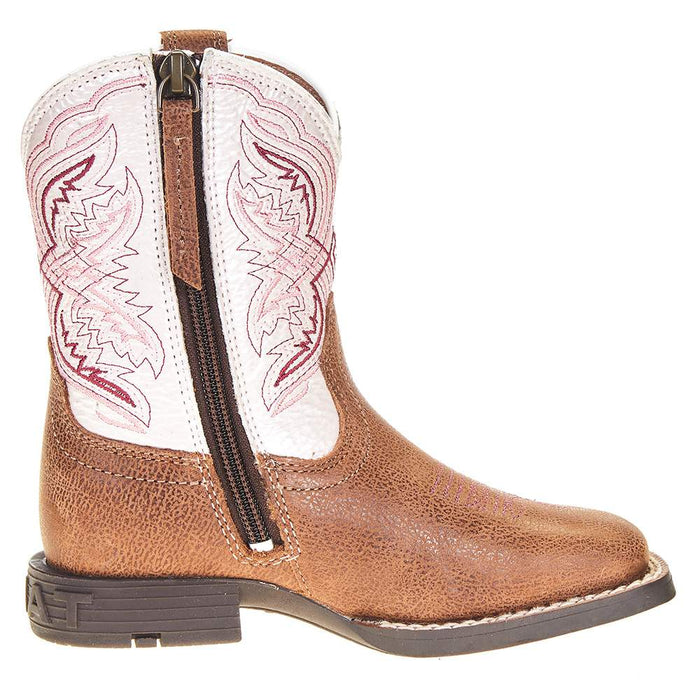 Ariat Childrens Tan and Pearlized Double Kicker Adobe Cowboy Boot