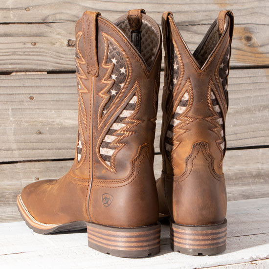 Ariat Men's Hybrid Venttek Distressed Brown American Flag Boot