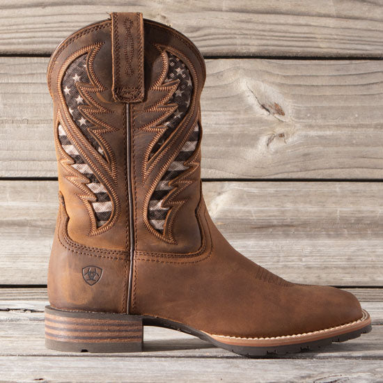 Ariat Men's Hybrid Venttek Distressed Brown American Flag Boot