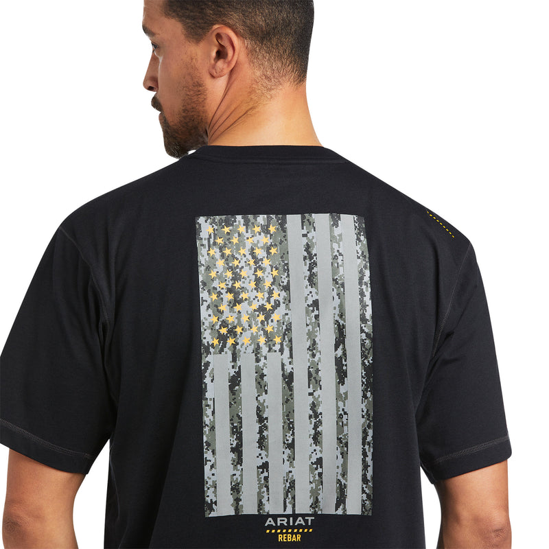 Ariat Men's Rebar Black Workman Reflective Flag Shirt