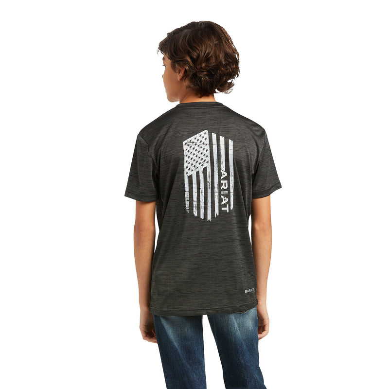 Ariat Boys Charger Flag Charcoal Tee