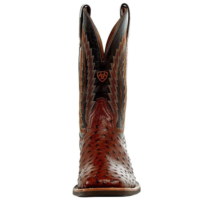 Ariat Men`s Quantum Primo Antique Tobac FQ Ostrich 11in. Thunder Brown Top Square Toe Boots