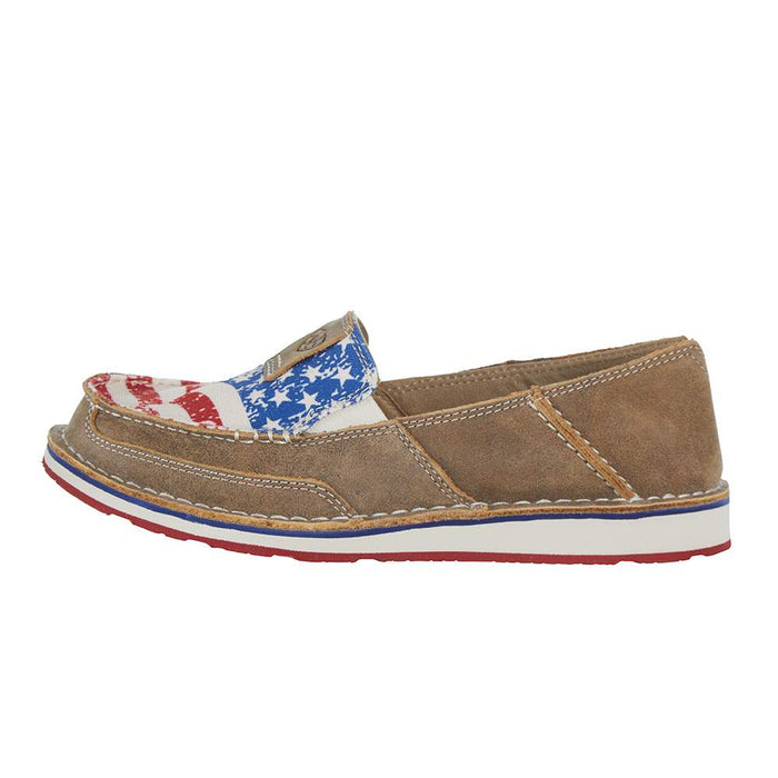 Ariat Womens Crusier Brown Bomber Distressed Flag