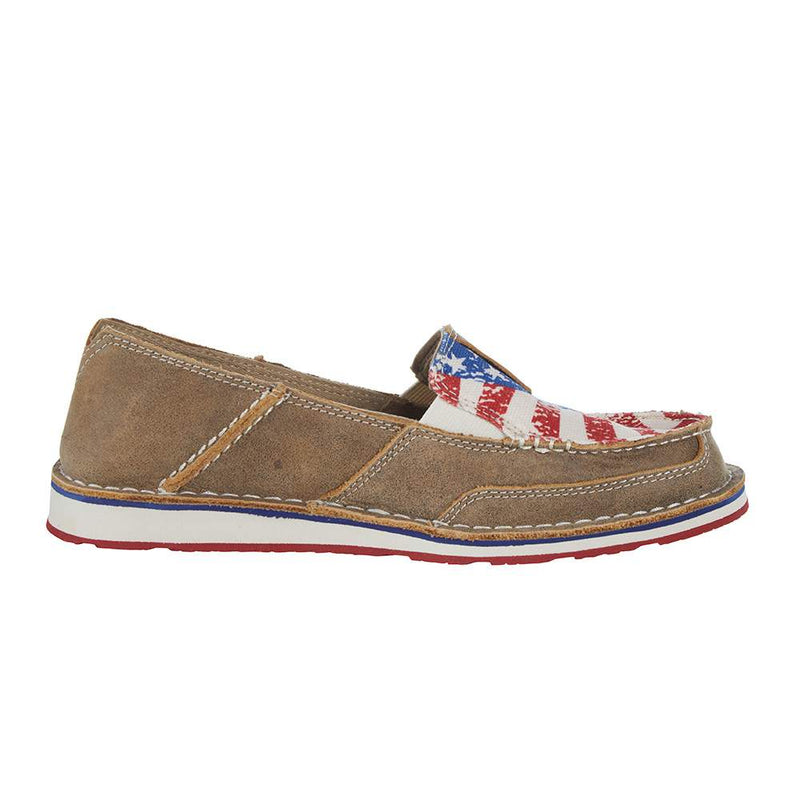Ariat Womens Crusier Brown Bomber Distressed Flag