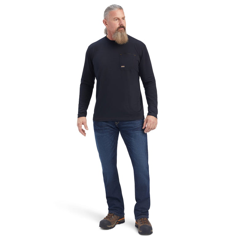 Ariat Mens Rebar Reflective Flag Long Sleeve Black Tee