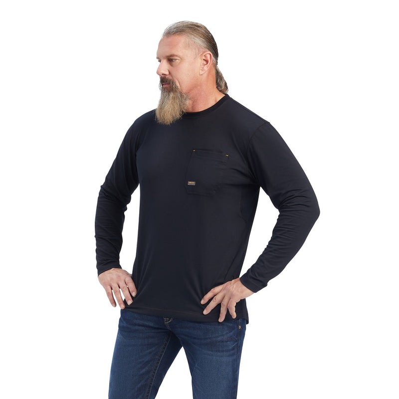 Ariat Mens Rebar Reflective Flag Long Sleeve Black Tee