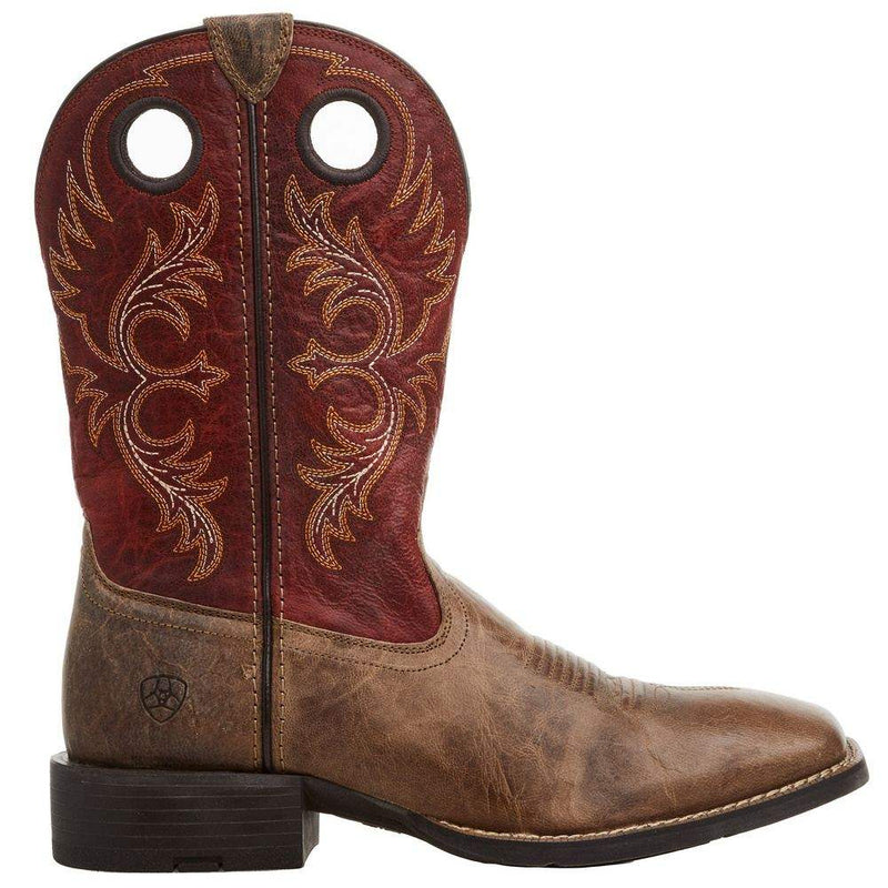 Ariat Mens Sport Rodeo Crazy Crunch Tan 11in Orange Top