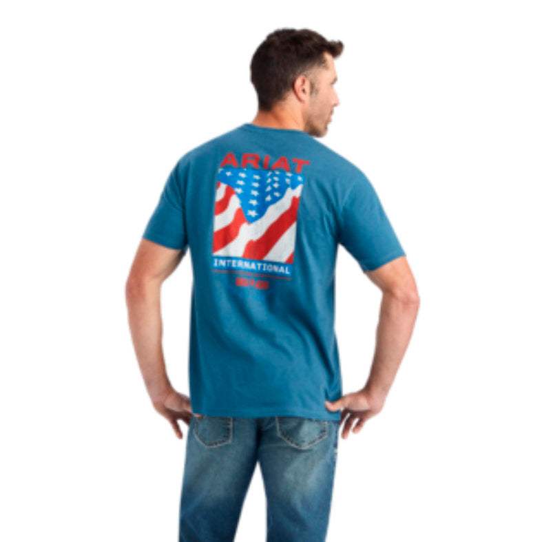 Ariat Men's Steel Blue Heather Flag Flow T-Shirt