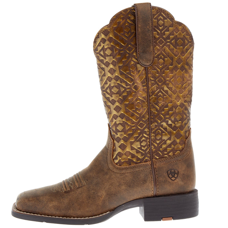 Ariat Women's Round Up Brown 11in. Copper Blanket Embossed Boot