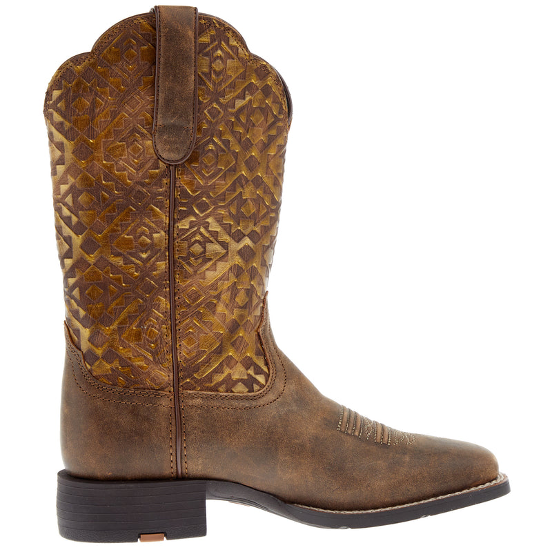 Ariat Women's Round Up Brown 11in. Copper Blanket Embossed Boot