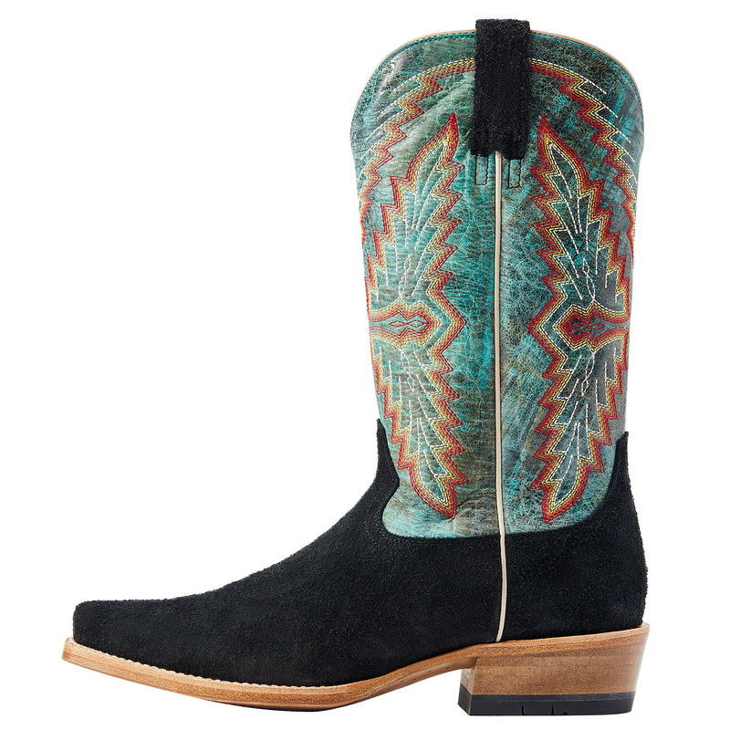 Ariat Men's Futurity Showman Black Roughout Turquoise Top Cowboy Boot