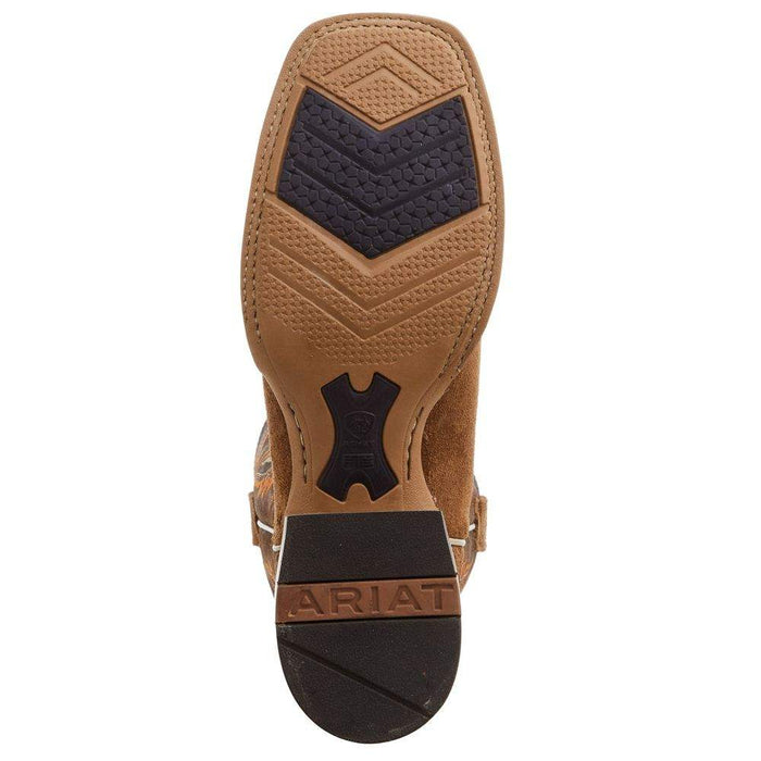 Ariat Men's Brushrider Suntan Roughout 13in Rusty Brown Top