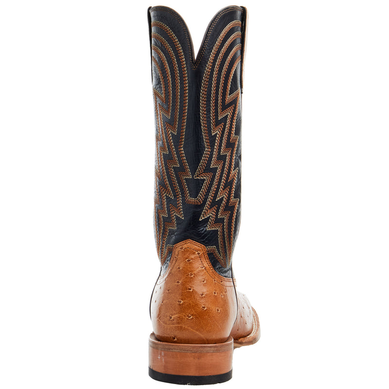 Ariat Men's Antique Tan Smooth Quill Ostrich 13in Midnight Black Top Cowboy Boot