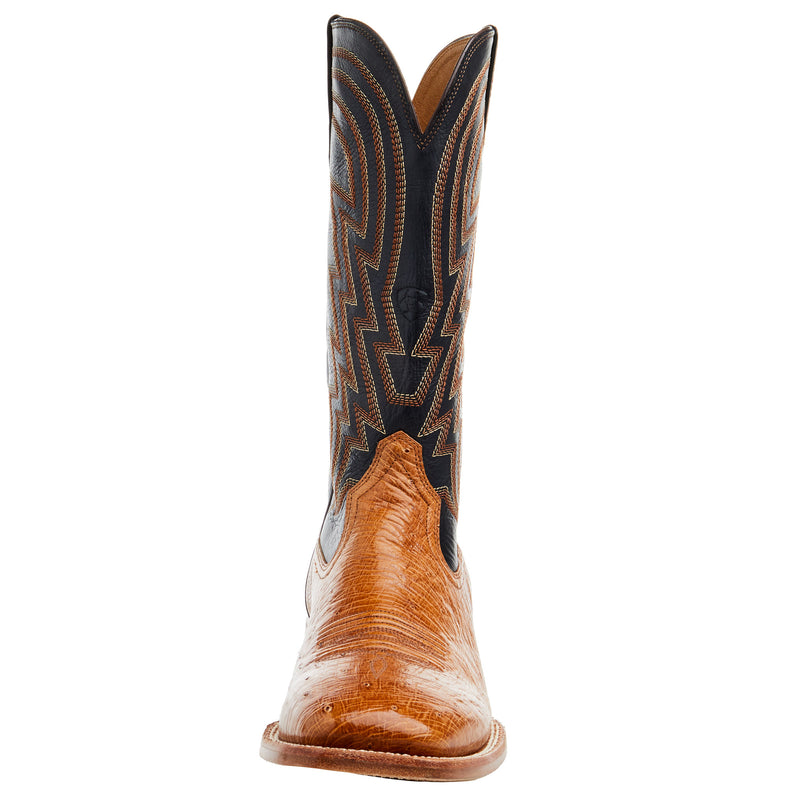 Ariat Men's Antique Tan Smooth Quill Ostrich 13in Midnight Black Top Cowboy Boot
