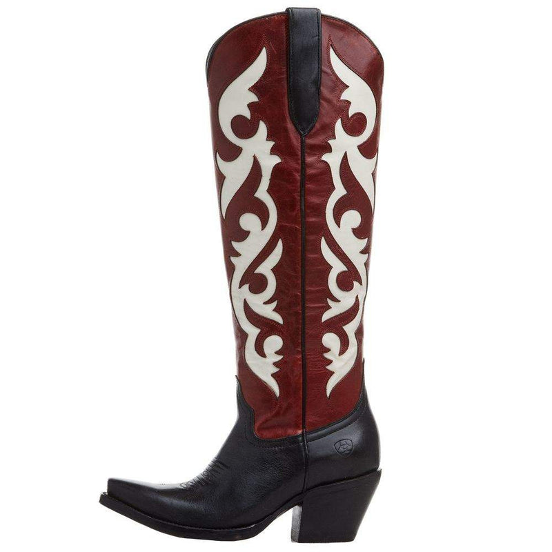 Ariat Women's Elvira Stretchfit Satin Black/ Red Alert 18 In Top Boot