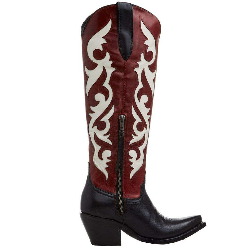 Ariat Women's Elvira Stretchfit Satin Black/ Red Alert 18 In Top Boot