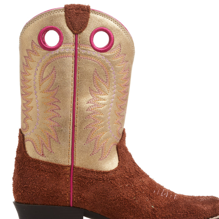 Ariat Kids Derby Monroe Terracotta Roughout and Royal Gold Metallic Boot